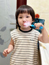 百刷寶貝（brush-baby）寶寶電動(dòng)牙刷0-3歲軟毛防水聲波震動(dòng)兒童嬰兒牙刷小月齡1歲2歲3歲 藍(lán)色款【1年質(zhì)?！?主機(jī)+2刷頭 曬單實(shí)拍圖