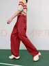 EP雅瑩女裝 輕盈高腰遮肉顯瘦寬松闊腿褲降落傘褲 2025夏季新款6407A 紅色 L 曬單實(shí)拍圖