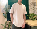 名創(chuàng)優(yōu)品（MINISO）索羅娜涼感t恤男夏季新款圓領正肩7A抗菌防螨親膚短袖 白 L 曬單實拍圖