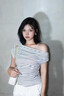 JIOESC條紋斜肩上衣短袖T恤女夏季辣妹純欲風(fēng)修身露肩獨特設(shè)計感上衣女 條紋斜肩上衣 M【建議80-100斤】 曬單實拍圖