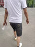 啄木鳥(niǎo)短褲男夏季薄款冰絲休閑寬松牛仔短褲青年2025新款直筒五分中褲 黑灰色 32 （建議140-150斤） 曬單實(shí)拍圖
