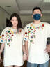 MDlila情侶裝夏季套裝2025新款潮牌衣服寬松短袖t恤感團體班服定制 男白灰+女白灰 L 男+女M 曬單實拍圖