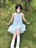 蕓蕁裙子女夏季2025新款無(wú)袖海邊度假藍(lán)色蝴蝶結(jié)花邊掛脖吊帶多巴胺連 淺藍(lán)色[蓬蓬蛋糕裙]小斯 S [關(guān)注店鋪送小禮物] 曬單實(shí)拍圖