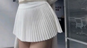 SIINSIIN百褶裙夏2025新款半身裙女顯瘦運動防走光白色a字短裙顯瘦百搭 象牙白 M 曬單實拍圖