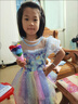 迪士尼（Disney）女童夏天新款2025兒童艾莎七彩虹公主連衣裙女孩洋氣蓬蓬裙表演裙 藍色 （不送皇冠魔法棒） 140  建議身高130厘米左右 曬單實(shí)拍圖
