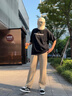回力直筒褲男簡單干凈高棉吸汗休閑褲青少年重磅夏季抗皺垂感闊腿褲子 卡其(純色) L 175(建議120斤-140斤左右) 曬單實拍圖