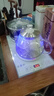 益茶福全自動上水電熱水壺底部上水嵌入式茶臺功夫茶燒水壺飲水燒水一體機抽水玻璃煮茶壺保溫泡茶壺 1L 藍光帶燈玻璃套裝白色 曬單實拍圖