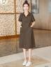 絲柏舍翻領(lǐng)短袖裙2026春夏新款女裝寬松款中長(cháng)裙口袋連衣裙 曬單實(shí)拍圖