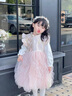 班喜迪女童連衣裙秋裝漢服兒童公主裙寶寶周歲禮服春秋嬰兒國風(fēng)網(wǎng)紗裙子 桃粉色 100 曬單實拍圖