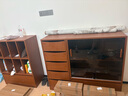 全友家居中古風儲物收納柜子小戶型客餐廳家用落地置物柜家具展示柜 復古棕|玻璃門邊柜 曬單實拍圖
