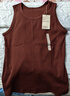 MUJI女式 彈力羅紋編織背心 上衣內搭打底 25年夏季女裝 BB2ROA5S 磚紅色 XL (165/92A) 曬單實(shí)拍圖