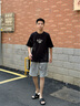 卡賓（CABBEEN）【厚板印花】短袖男士T恤創(chuàng)意圖案時尚潮流夏季短袖T恤男裝 煤黑色01 M /170/48 曬單實拍圖