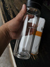 一鍵開蓋玻璃杯雙層加厚隔熱防燙泡茶杯耐高溫商務(wù)車載水杯J 【高檔黑】一鍵開蓋分離杯500ml 曬單實拍圖