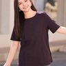 MsShe大碼女裝2025夏裝【天絲棉】高端顯瘦短袖正肩T恤女微胖妹妹 西梅紫色現(xiàn)貨 3XL 曬單實(shí)拍圖