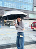 京悠雨德國反向防曬傘防紫外線晴雨兩用遮陽雙層黑膠長柄自動高顏值 藏青色-全自動合金骨架晴雨兩用 8骨 曬單實拍圖