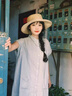 瑜尚臻品日系套裝女條紋撞色長(zhǎng)款襯衫海邊夏季疊穿寬松闊腿褲港風(fēng)兩件套 【襯衫裙+闊腿褲】M 106-115斤 曬單實(shí)拍圖