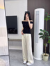 塔馳密司 TOUCH MISS舒適百搭顯瘦寬松喇叭衛(wèi)褲懶人微喇褲女2025春季新款 白色 M 曬單實拍圖