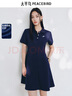 太平鳥polo領(lǐng)連衣裙女2025夏新款針織透氣學(xué)院風(fēng)短款老錢傘裙收腰 藏青 L 165 曬單實拍圖