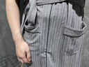 莫代爾睡袍男士夏季棉質短袖浴衣和服薄款連體睡衣男式夏天全棉浴袍大碼 7663-灰條紋-短袖睡袍 190(XXXXL) 曬單實拍圖