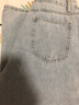 皮爾卡丹牛仔褲女夏季薄款高腰顯瘦顯高時(shí)尚雙扣腰帶闊腿褲女淺藍(lán)色XXL 曬單實(shí)拍圖