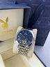 花花公子新款男士全自動(dòng)機械手表鋼帶蝴蝶扣防水夜光多功能鏤空禮盒男腕表 3045男-本色藍面 曬單實(shí)拍圖