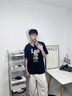 LEEX-GOOD短袖男夏季新款男士t恤卡通休閑寬松情侶百搭圓領T恤衫 活性黑 XL 曬單實拍圖