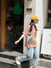 舟喜多彩扎染女童T恤牛仔短褲套裝2025夏裝新款兒童短袖上衣時髦童裝 卡其T恤 130 cm 曬單實拍圖