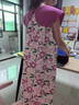 ASK JUNIOR滿印花朵公主裙女童夏時髦蝴蝶結領時尚潮流兒童裙子 玫紅  150  曬單實拍圖
