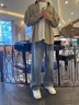真維斯牛仔褲男夏季薄款2025潮牌寬松直筒闊腿冰絲休閑長褲子男生 20520-1/?SJ113淺藍色 XL 曬單實拍圖