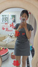 季珍菲辣妹圓領(lǐng)收腰小飛短袖連衣裙女夏顯瘦設(shè)計感褶皺收腰性感包臀短裙 灰色 L 曬單實(shí)拍圖