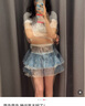 UR2025夏季新款女裝拼接假兩件設(shè)計感抽繩牛仔半裙UYV850054 藍(lán)色 S 曬單實拍圖