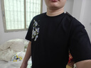 MEDM25SS玫瑰刺繡T恤女夏季美式設計感休閑短袖男潮牌情侶款上衣 黑蘭花 M 曬單實(shí)拍圖