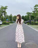 SUSTYLE國際高端品牌女裝碎花連衣裙女夏季法式氣質(zhì)度假茶歇裙高腰長裙女 米白色 S 曬單實拍圖