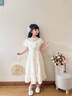 Dudant國際品牌女童夏季裙子2025新款禮服連衣裙洋氣女大童夏款長裙 米白 130 cm 曬單實拍圖