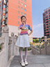班尼路童裝女童裙子夏季兒童半身裙2025年新款洋氣學(xué)院風(fēng)短裙JK百褶裙 淺紫 BNL圓圈貓咪紫QS 110 曬單實拍圖