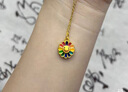 鑫誠盛黃金笑臉太陽(yáng)花吊墜999足金七彩雙面向日葵轉運珠手鏈鎖骨項鏈女 單個(gè)開(kāi)心太陽(yáng)花串珠約0.65g 曬單實(shí)拍圖