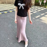 NICOLEJOLIE感垂感醋酸緞面半身裙女2024春夏新款中長(cháng)款魚(yú)尾裙高腰顯瘦包臀裙 粉色 [春夏款9902裙長(cháng)92左右] XL 曬單實(shí)拍圖