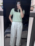 Teenie Weenie小熊針織毛衣女2025年夏季新款清新休閑馬卡龍絞花圓領(lǐng)短袖針織衫 薄荷色 M 曬單實(shí)拍圖