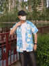 南木熊襯衫夏季男休閑襯衫提花短袖男襯衣花襯衫夏威夷寬松沙灘度假外套 太陽花套裝XL【125-140斤】 曬單實拍圖