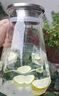 青蘋(píng)果冷水壺家用耐高溫玻璃大容量涼白開(kāi)水壺冷泡涼茶扎壺 鉆石壺【不銹鋼蓋】+水杯x2 曬單實(shí)拍圖