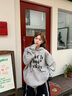 超會(huì )購美式字母愛(ài)心運動(dòng)衛褲女2025新款撞色拼接街舞闊腿休閑長(cháng)褲 藍色 M 曬單實(shí)拍圖