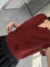 GZQJ【紅韻針織】歐若風(fēng)設(shè)計(jì)感時(shí)尚V領(lǐng)針織衫馬甲背心上衣女 60179 紅色 S 36  建議80-120斤 曬單實(shí)拍圖