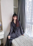 雅鹿女士睡衣女純棉開(kāi)衫長(zhǎng)袖褲2025新款100%全棉四季可外穿家居服套裝 【100%棉  舒適透氣】墨黑色 M 【建議體重80-100斤】 曬單實(shí)拍圖