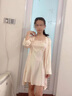 莫代爾性感睡衣女夏季冰絲公主春秋蕾絲一字領(lǐng)吊帶抹胸睡裙兩件套裝 香檳色長(zhǎng)袖(兩件套) L 曬單實(shí)拍圖