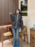 鴨鴨露營(yíng)羽絨服女2025冬季短款韓版工裝街頭休閑加厚連帽鴨絨外套 淺灰色 M (建議110-130斤) 曬單實(shí)拍圖