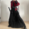 【月影流光】紅黑顯瘦新中式漢服垂感壓褶掛帶氣質(zhì)襯衫顯瘦長(zhǎng)裙 月影流光【長(zhǎng)袖 酒紅色六件套】 S 曬單實(shí)拍圖