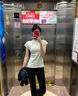 魯雅爾黑色微喇休閑褲女夏季新款高腰顯瘦馬蹄褲彈力修身鯊魚闊腿褲子潮 黑色 L 曬單實拍圖