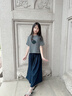 乖妮貓（GUAINIMAO）女童夏裝2025新款小寶寶中大童韓版洋氣兒童裝百搭潮休閑女孩夏季 深灰色兩件套 160 碼 曬單實(shí)拍圖