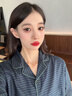 族瑪士夏季親膚全棉睡衣女2025新款純棉夏天中袖長褲寬松大碼家居服套裝 S85180#中袖長褲-條紋雅青藍(lán) M 【建議80-120斤穿】尺碼偏大 曬單實拍圖