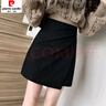 皮爾卡丹西裝半身裙子女春季2026新款a字半身裙顯瘦遮肉防走光短裙 黑色 XL 曬單實(shí)拍圖